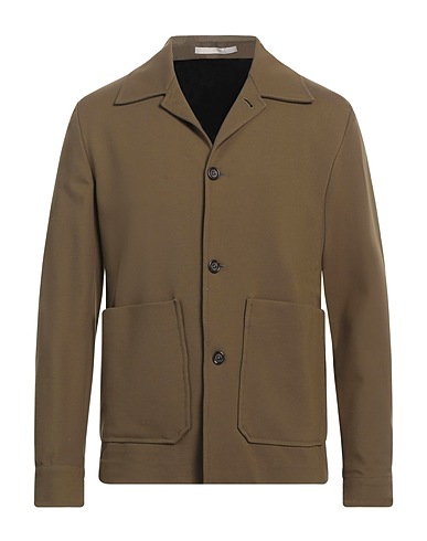 PAOLO PECORA Solid colour shirt Military green 69% Viscose, 25% Polyamide, 6% Elastane