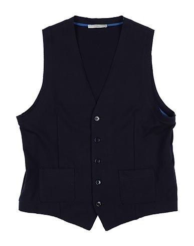 DANIELE ALESSANDRINI Waistcoat Midnight blue 96% Cotton, 4% Elastane
