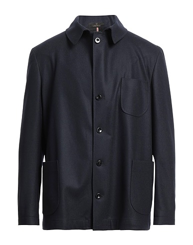 SANTANIELLO Solid color shirt Midnight blue 63% Wool, 30% Polyamide, 5% Cashmere, 2% Elastane
