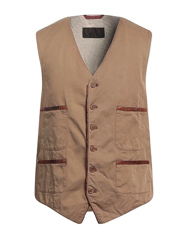 STEWART Suit vest Khaki 100% Cotton, Linen