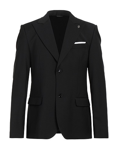 GREY DANIELE ALESSANDRINI Blazer Black 55% Wool, 41% Polyester, 4% Elastane