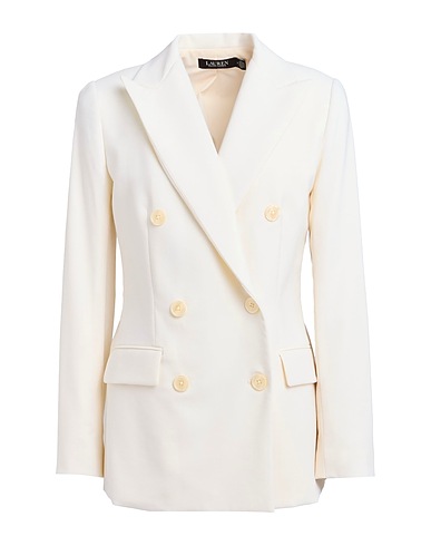 LAUREN RALPH LAUREN Blazer DOUBLE-BREASTED WOOL CREPE BLAZER
 Ivory 98% Wool, 2% Elastane