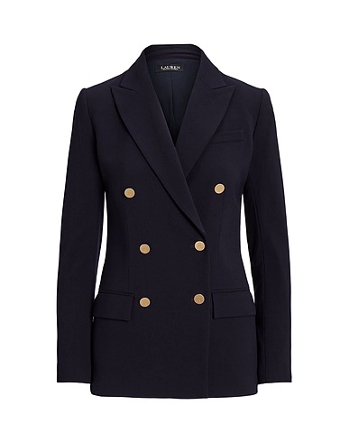 LAUREN RALPH LAUREN Blazer DOUBLE-BREASTED WOOL CREPE BLAZER
 Navy blue 98% Wool, 2% Elastane