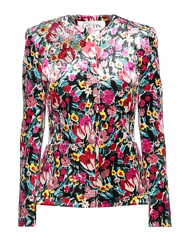 LANVIN Jacket Black 55% Cotton, 34% Viscose, 8% Silk, 3% Elastane, Horn