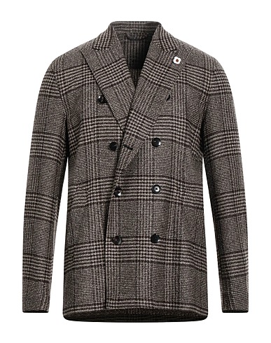 LARDINI Blazer Dark brown 87% Wool, 11% Polyester, 2% Cashmere