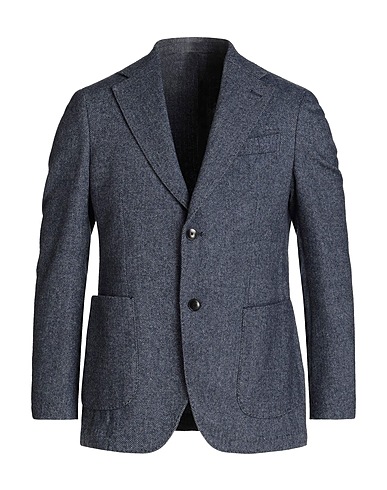 MP MASSIMO PIOMBO Blazer Slate blue 55% Wool, 35% Polyester, 10% Polyamide