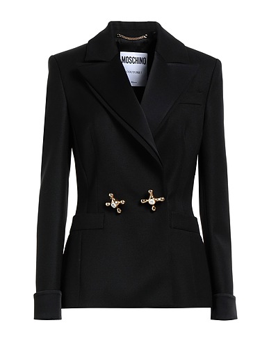 MOSCHINO Blazer Black 100% Virgin Wool, Acetate, Viscose