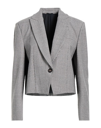 BRUNELLO CUCINELLI Blazer Light grey 92% Virgin Wool, 6% Polyamide, 2% Elastane