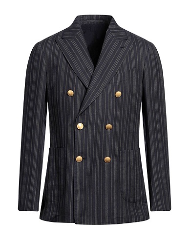 LARDINI Blazer Navy blue 52% Linen, 48% Wool