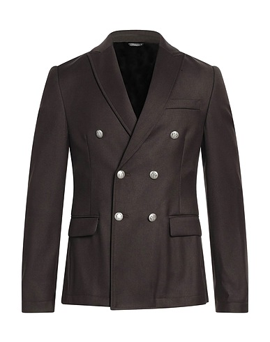 DANIELE ALESSANDRINI HOMME Blazer Dark brown 78% Polyester, 17% Viscose, 5% Elastane