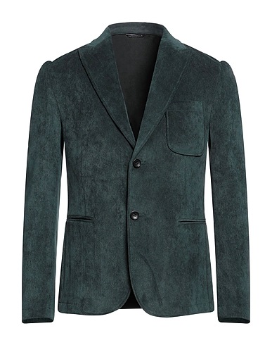 DANIELE ALESSANDRINI HOMME Blazer Dark green 90% Polyester, 8% Polyamide, 2% Elastane