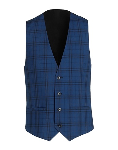 TOPMAN Suit vest Blue 65% Polyester, 35% Viscose