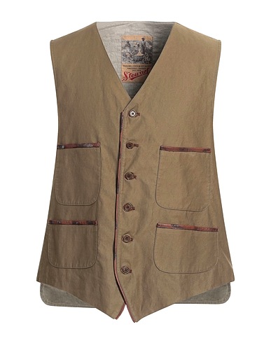 STEWART Suit vest Khaki 100% Cotton
