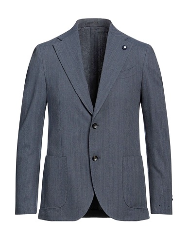 LARDINI Blazer Slate blue 70% Cotton, 30% Wool