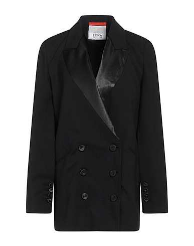 ERIKA CAVALLINI Blazer Black 98% Virgin Wool, 2% Elastane