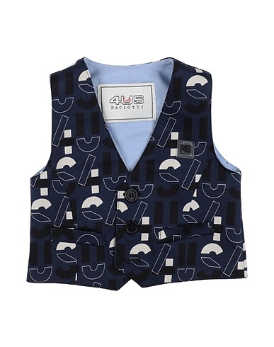 PACIOTTI 4US Waistcoat Navy blue 97% Cotton, 3% Elastane
