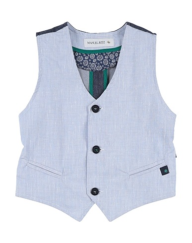 MANUEL RITZ Waistcoat Sky blue 97% Cotton, 3% Elastane