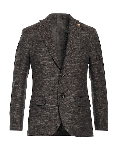 LARDINI Blazer Dark brown 42% Cotton, 40% Wool, 13% Acrylic, 5% Polyamide
