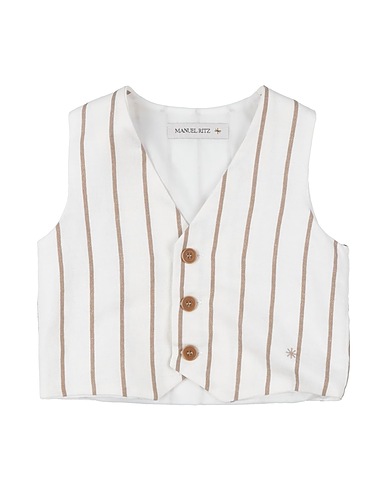 MANUEL RITZ Waistcoat White 50% Linen, 30% Cotton, 20% Polyester