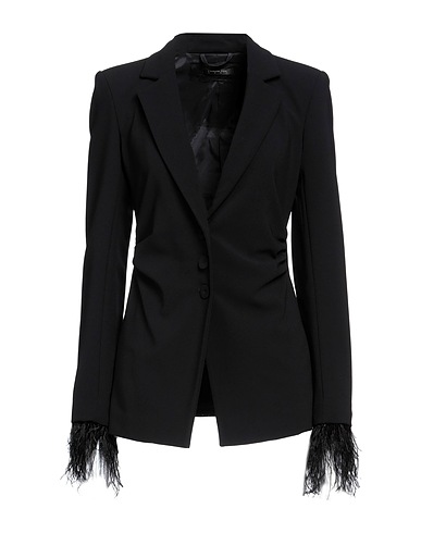 PATRIZIA PEPE SERA Blazer Black 89% Polyester, 11% Elastane, Ostrich feathers
