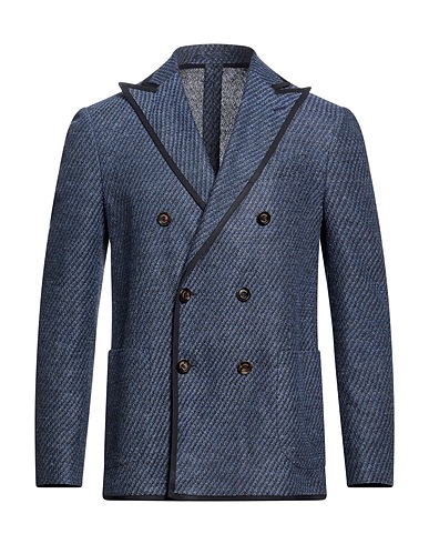 LARDINI Blazer Navy blue 65% Linen, 30% Silk, 5% Polyamide