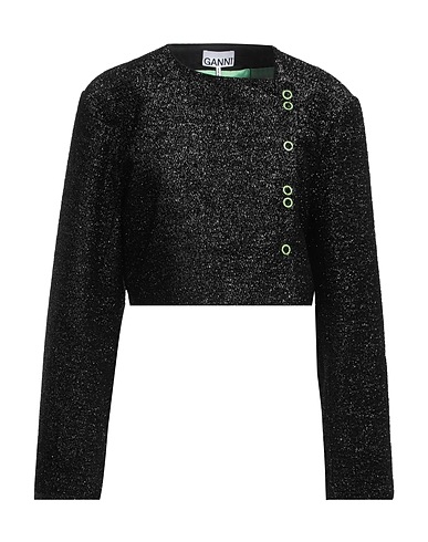 GANNI Blazer Black 60% Recycled polyester, 30% Wool, 5% Polyamide, 3% Acrylic, 2% Viscose