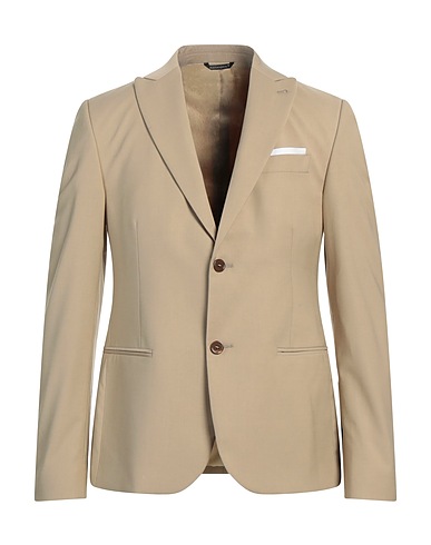 GREY DANIELE ALESSANDRINI Blazer Beige 70% Polyester, 28% Viscose, 2% Elastane