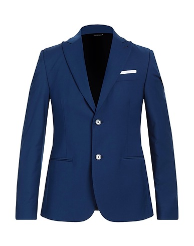 GREY DANIELE ALESSANDRINI Blazer Blue 70% Polyester, 28% Viscose, 2% Elastane