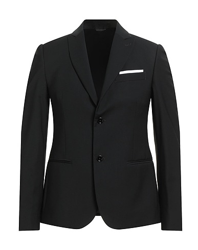 GREY DANIELE ALESSANDRINI Blazer Black 70% Polyester, 28% Viscose, 2% Elastane
