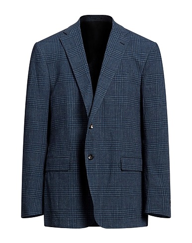 LARDINI Blazer Navy blue 93% Cotton, 5% Linen, 2% Elastane