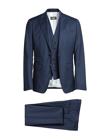 DSQUARED2 Suits Navy blue 98% Wool, 2% Elastane