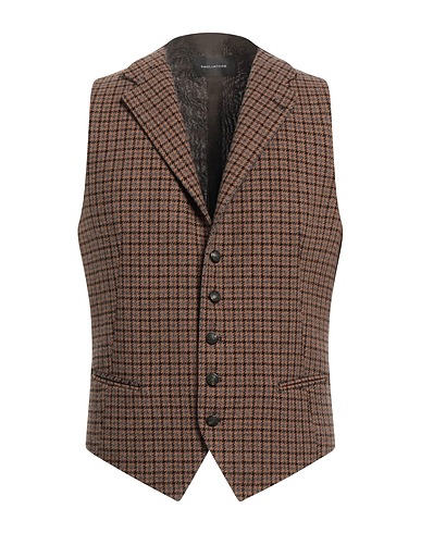 TAGLIATORE Waistcoat Brown 62% Wool, 16% Polyamide, 11% Polyester, 11% Cotton