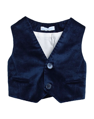 MANUELL & FRANK Waistcoat Navy blue 50% Cotton, 50% Polyester
