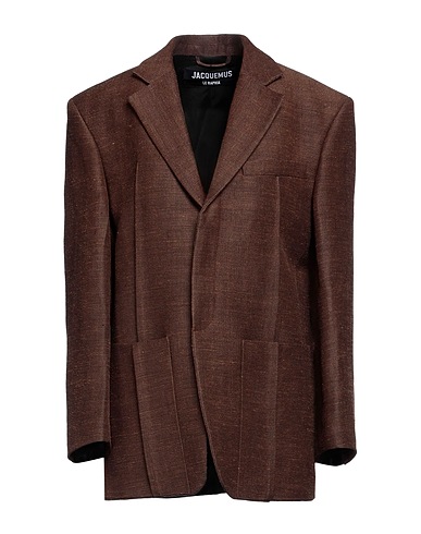 JACQUEMUS Blazer Dark brown 53% Jute, 27% Viscose, 20% Silk