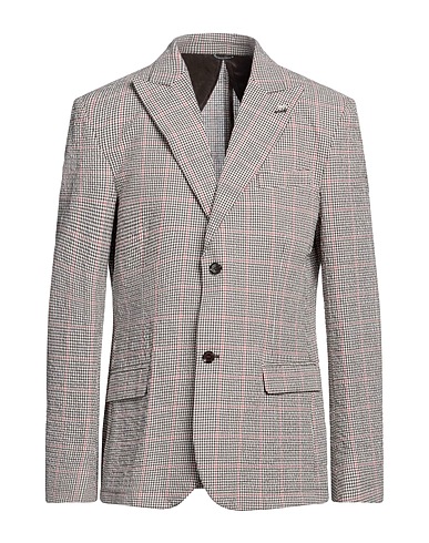 GREY DANIELE ALESSANDRINI Blazer Dark brown 92% Cotton, 7% Polyamide, 1% Elastane