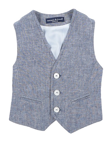 MANUELL & FRANK Waistcoat Navy blue 55% Viscose, 45% Linen