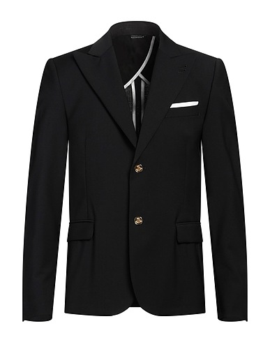 GREY DANIELE ALESSANDRINI Blazer Black 55% Wool, 41% Polyester, 4% Elastane