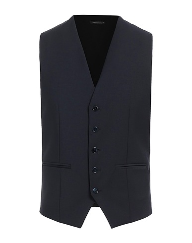 GREY DANIELE ALESSANDRINI Waistcoat Midnight blue 55% Wool, 41% Polyester, 4% Elastane