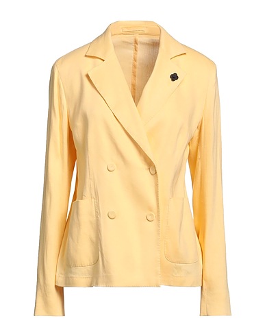 LARDINI Blazer Pastel yellow 62% Linen, 35% Viscose, 3% Elastane