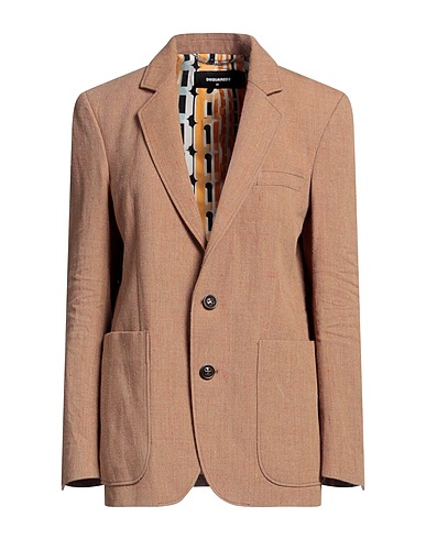 DSQUARED2 Blazer Light brown 50% Wool, 30% Linen, 20% Polyamide, Cow leather