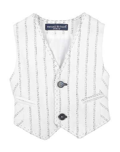 MANUELL & FRANK Waistcoat Off white 75% Cotton, 25% Linen