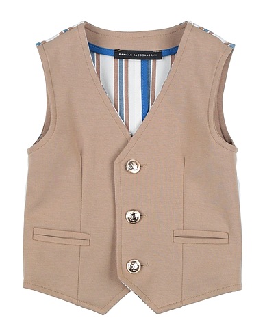 DANIELE ALESSANDRINI Waistcoat Beige 52% Cotton, 40% Polyamide, 8% Elastane