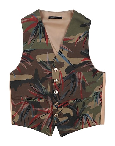 DANIELE ALESSANDRINI Suit vest Military green 97% Cotton, 3% Elastane