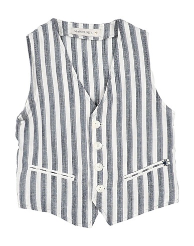 MANUEL RITZ Waistcoat Navy blue 52% Viscose, 34% Cotton, 14% Linen