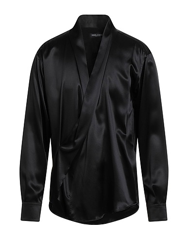DOLCE&GABBANA Solid color shirt Black 100% Silk