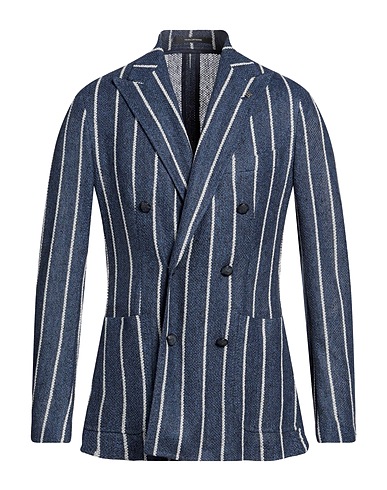 TAGLIATORE Blazer Slate blue 90% Linen, 6% Cotton, 4% Polyamide