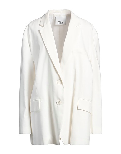 ERIKA CAVALLINI テーラードジャケット ホワイト リネン 44% / ポリエステル 38% / レーヨン 16% / ポリウレタン 2%