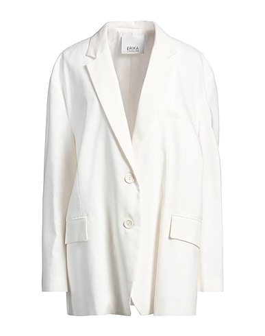 ERIKA CAVALLINI テーラードジャケット BIANCO リネン 44% / ポリエステル 38% / レーヨン 16% / ポリウレタン 2%