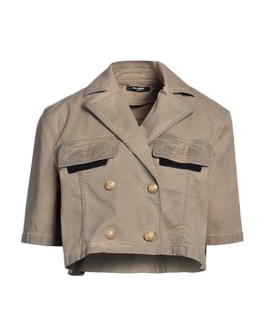 BALMAIN Blazer Military green 98% Cotton, 2% Elastane