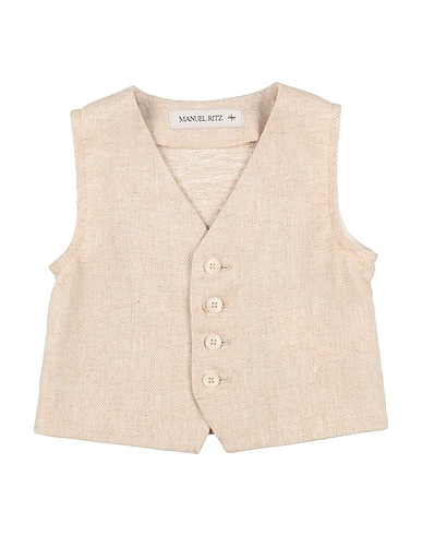 MANUEL RITZ Waistcoat Beige 55% Linen, 45% Cotton